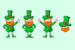 conjunto de personagens de desenho animado de duende. feliz st. dia de patrick. ilustração de um duende vetor