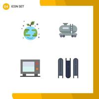 pacote de 4 ícones planos criativos de elementos de design de vetores editáveis de educação de poluição do globo eco seguro