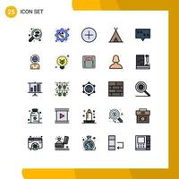 25 ícones criativos sinais modernos e símbolos de mensagem viagem telefone tenda feriados editáveis elementos de design vetorial vetor