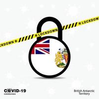 bloqueio do território antártico britânico bloqueio modelo de conscientização de pandemia de coronavírus covid19 design de bloqueio vetor