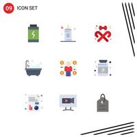 conjunto de 9 pacotes comerciais de cores planas para elementos de design de vetores editáveis limpos de negócios de doces de comprador consumidor