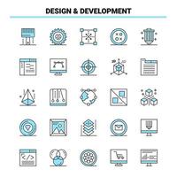 25 desenvolvimento de design conjunto de ícones preto e azul design de ícone criativo e modelo de logotipo vetor