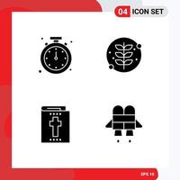 4 ícones criativos sinais modernos e símbolos de elementos de design de vetores editáveis de folhas móveis de alarme bíblia