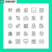 pacote de linha vetorial editável de 25 linhas simples de grade de vídeo de layout de morcegos lista de desejos elementos de design vetorial editável vetor