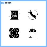 4 ícones de símbolos de glifos criativos de estilo sólido sinal de ícone sólido preto isolado no fundo branco vetor