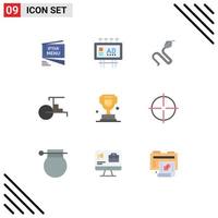 9 pacote de cores planas de interface de usuário de sinais e símbolos modernos de promoção de riquixá de veículos elementos de design de vetores editáveis da china índia