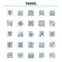 25 conjunto de ícones preto e azul de viagem design de ícone criativo e modelo de logotipo vetor