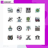 conjunto de 16 sinais de símbolos de ícones de interface do usuário modernos para configurações dinheiro relatório de engrenagem on-line editável elementos de design de vetor criativo
