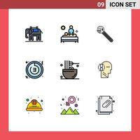 pacote de interface do usuário de 9 cores planas básicas de linha preenchida de cronômetro chave de tempo ferramenta de timer elementos de design de vetores editáveis