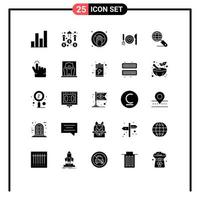 pacote de ícones vetoriais de estoque de 25 sinais e símbolos de linha para elementos de design de vetores editáveis de jantar de comida de mão de data global