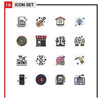 conjunto de 16 sinais de símbolos de ícones de interface do usuário modernos para soluções de configurações casa inteligência negócios elementos de design de vetores criativos editáveis