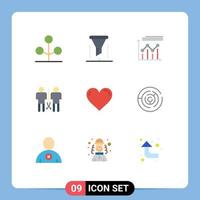 pacote de interface do usuário de 9 cores planas básicas de funil de conhecimento de pessoas elementos de design de vetores editáveis de crescimento familiar