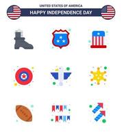 conjunto de 9 ícones do dia dos eua símbolos americanos sinais do dia da independência para águia animal entretenimento militar americano editável elementos de design do vetor do dia dos eua