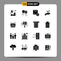 16 ícones criativos, sinais modernos e símbolos de finanças, caridade, crescimento, logística, vetores editáveis, elementos de design