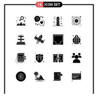 pacote de ícones vetoriais de estoque de 16 sinais e símbolos de linha para tempo, foco, marketing, relógio, mar, elementos de design vetoriais editáveis vetor