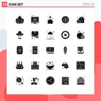 25 ícones criativos, sinais e símbolos modernos de orçamento financeiro, análise de acampamento, piquenique, elementos de design de vetores editáveis