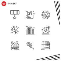 pacote de ícones vetoriais de estoque de 9 sinais e símbolos de linha para a construção de elementos de design vetoriais editáveis criativos de aniversário de imagem fixa vetor