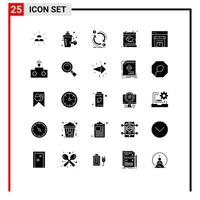 25 ícones criativos sinais e símbolos modernos do evento de troca de coração on-line convertem elementos de design de vetores editáveis