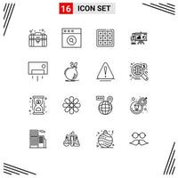 16 ícones criativos sinais modernos e símbolos de aparelhos professor dedo do pé apresentação da universidade elementos de design de vetores editáveis