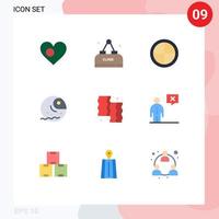 Pacote de cores planas de 9 interfaces de usuário de sinais e símbolos modernos do planeta da carne, elementos de design de vetores editáveis distantes gigantes próximos