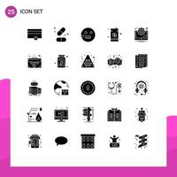 grupo de símbolos de ícone universal de 25 glifos sólidos modernos de emojis de tambor de negócios elementos de design de vetores editáveis de negócios em dólar