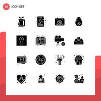 pacote de interface do usuário de 16 glifos sólidos básicos de decoração de ovo de páscoa planejando elementos de design de vetores editáveis do dia de são patrício