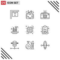 pacote de ícones vetoriais de estoque de sinais e símbolos de 9 linhas para elementos de design de vetores editáveis de abertura de holi de câmera de negócios índia