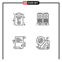 conjunto moderno de pictograma de 4 cores planas de linha preenchida da área de transferência wi-fi música dados localização elementos de design vetoriais editáveis vetor