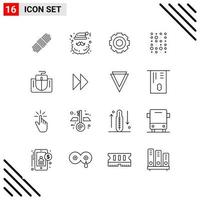 conjunto perfeito de ícones de 16 linhas conjunto de ícones de contorno para webite design e interface de aplicativos móveis vetor