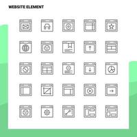 conjunto de ícones de linha de elemento do site conjunto de 25 ícones vetor design de estilo minimalista ícones pretos conjunto de pictograma linear pacote