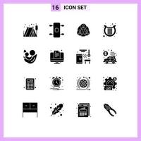 conjunto de 16 sinais de símbolos de ícones de interface do usuário modernos para dia bebê clone mãe irlandesa elementos de design de vetores editáveis