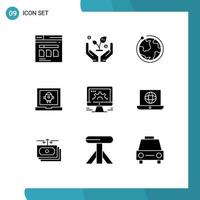 9 ícones criativos, sinais e símbolos modernos de elementos de design de vetores editáveis do aplicativo de lançamento do globo de foguetes on-line