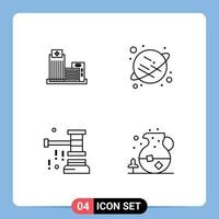 pacote de ícones vetoriais de estoque de 4 sinais e símbolos de linha para a construção de elementos de design de vetores editáveis de venda de saturno de apartamento chaffer