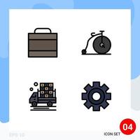 4 ícones criativos, sinais e símbolos modernos de caso, agricultura, bicicleta, veículo, engrenagem, elementos de design de vetores editáveis