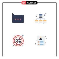 pacote de linha vetorial editável de 4 ícones planos simples de bolha desativar elementos de design de vetores editáveis de co-cartão de negócios