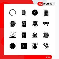 conjunto de 16 símbolos de símbolos de ícones de interface do usuário modernos para elementos de design de vetores editáveis de papel de seta de documento de design