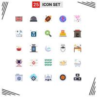 conjunto de 25 sinais de símbolos de ícones de interface do usuário modernos para elementos de design de vetores editáveis de globo de navegador de bola mundial de balão