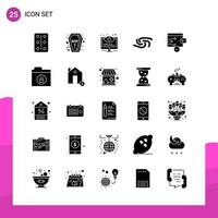 pacote de conjunto de ícones de glifos com 25 ícones sólidos isolados em fundo branco para impressão de design de site responsivo e aplicativos móveis vetor
