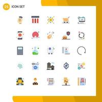 25 cores planas de vetores temáticos e símbolos editáveis de elementos de design de vetores editáveis de rede de interface de compras analíticas