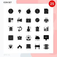 pacote vetorial de 25 ícones em pacote de glifos criativos de estilo sólido isolado em fundo branco para web e dispositivos móveis vetor