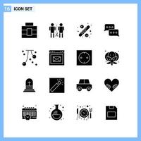 16 ícones de símbolos de glifos criativos de estilo sólido sinal de ícone sólido preto isolado no fundo branco vetor