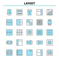 25 ícones de layout preto e azul definem design de ícone criativo e modelo de logotipo vetor