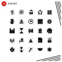 grupo de símbolos de ícones universais de 25 glifos sólidos modernos de desenvolvimento de soluções de cidades de negócios on-line elementos de design de vetores editáveis