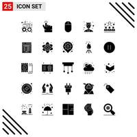conjunto de 25 sinais de símbolos de ícones de interface do usuário modernos para servidor de computador empregador avatar empregado trabalho elementos de design de vetores editáveis