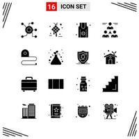 16 ícones de estilo sólido com base em grade de símbolos de glifos criativos para design de sites sinais de ícones sólidos simples isolados no conjunto de 16 ícones de fundo branco vetor