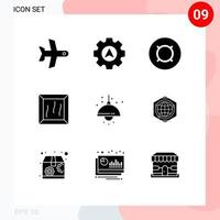 pacote de ícones vetoriais de estoque de 9 sinais e símbolos de linha para dinheiro vivo caixa doméstica elementos de design de vetores editáveis