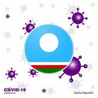 ore pela república sakha covid19 bandeira de tipografia de coronavírus fique em casa fique saudável cuide de sua própria saúde vetor