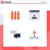 pacote de 4 ícones planos criativos de elementos de design de vetores editáveis de grupo de sites de internet de comunicação de construção