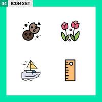 4 ícones criativos, sinais e símbolos modernos de comida de barco, natureza, transporte, elementos de design de vetores editáveis
