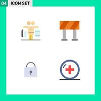 conjunto de 4 ícones planos vetoriais na grade para equilibrar o trabalho de saúde twitter elementos de design de vetores médicos editáveis